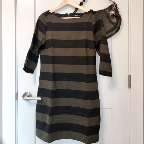 RW&Co. Olive and black Rugby striped sheath dress - Picture 1 of 3